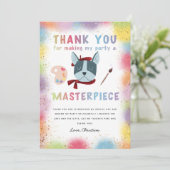 Kleurrijk Schilderfeest Franse Bulldog Verjaardag Bedankkaart (Staand voorkant)