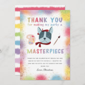 Kleurrijk Schilderfeest Franse Bulldog Verjaardag Bedankkaart (Voorkant / Achterkant)