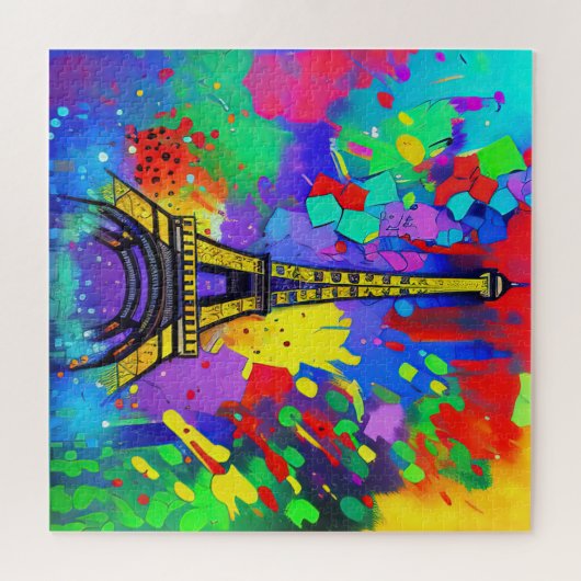Kleurrijk schilderij van Eiffel Legpuzzel (Horizontaal)