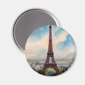 kleurrijk schilderij van Eiffeltoren Magneet (Voorkant / Achterkant)