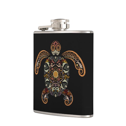 Kleurrijk schildpadontwerp heupfles (Links)