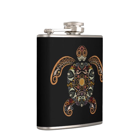 Kleurrijk  schildpadontwerp heupfles (Rechts)