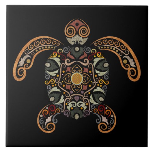 Kleurrijk  schildpadontwerp tegeltje (Voorkant)