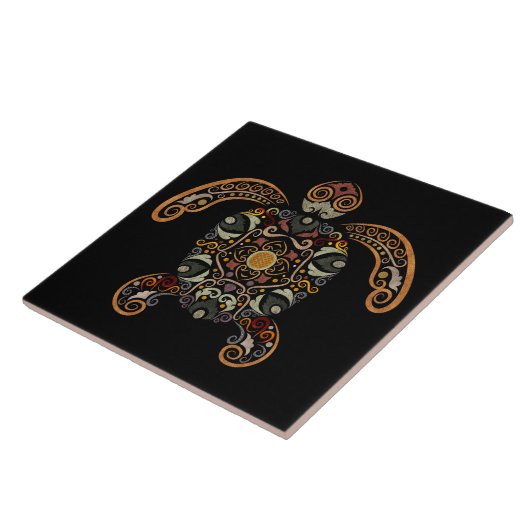 Kleurrijk  schildpadontwerp tegeltje (Zijkant)