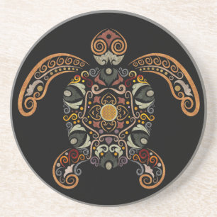 Kleurrijk  schildpadontwerp zandsteen onderzetter