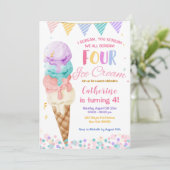 Kleurrijk Schreeuwen we Vier IJs Vierde Verjaardag Kaart (Staand voorkant)