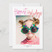 Kleurrijk Schrift Gelukkig Feest | Vakantiefoto Feestdagenkaart (Voorkant)