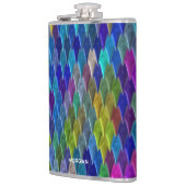 Kleurrijk Schubbenpatroon Met Naam Heupfles (Links)