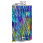 Kleurrijk Schubbenpatroon Met Naam Heupfles (Rechts)