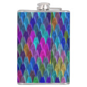 Kleurrijk Schubbenpatroon Met Naam Heupfles (Achterkant)