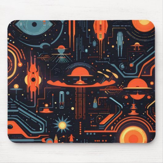 Kleurrijk Science-Fiction Patroon Muismat (Voorkant)