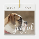 Kleurrijk Script Hond huisdier Kerst Foto Keramisch Ornament (Achterkant)