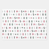 kleurrijk script vrolijk kerstfeest inpakpapier vel (Voorkant 3)
