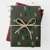 kleurrijk script vrolijk kerstfeest inpakpapier vel (In situ)