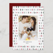 Kleurrijk script Vrolijk kerstfotokaart Feestdagenkaart (Voorkant / Achterkant)