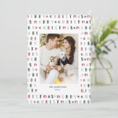 Kleurrijk script Vrolijk kerstfotokaart Feestdagenkaart (Staand voorkant)