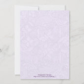 Kleurrijk scrollblad op paarse huwelijksuitnodigin kaart (Achterkant)