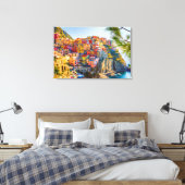 Kleurrijk Seaside Village Liguria Italië Canvas Afdruk (Insitu (Slaapkamer))