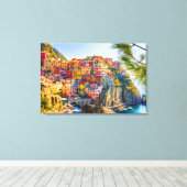 Kleurrijk Seaside Village Liguria Italië Canvas Afdruk (Insitu (Houten vloer))