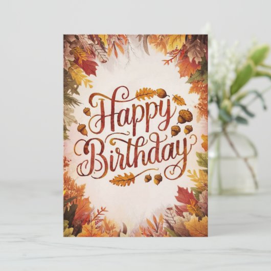Kleurrijk Seizoen Herfst Herfst Happy Birthday Kaart (Staand voorkant)