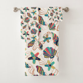 Kleurrijk seizoenspatroon bad handdoek