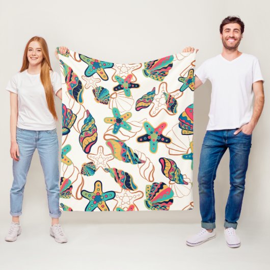 Kleurrijk seizoenspatroon fleece deken (In situ)