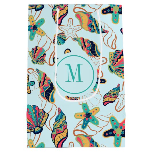 Kleurrijk seizoenspatroon medium cadeauzakje (Achterkant)