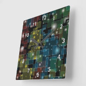 Kleurrijk semi-Transparante vierkantjes met sterre Vierkante Klok (Hoek)