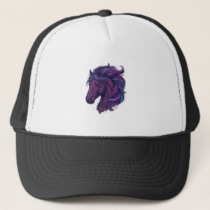Kleurrijk Shirt met Gegraveerde Paardenkop Kunst_1 Trucker Pet