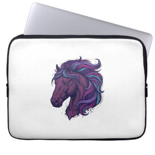 Kleurrijk shirt met gegraveerde vintage paardenkop laptop sleeve