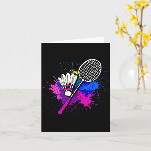 Kleurrijk Shuttle Racket _ Badmintonspeler Kaart (Gele Bloem)