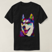Kleurrijk Siberisch husky geometrisch helder Dog a T-shirt (Design voorkant)