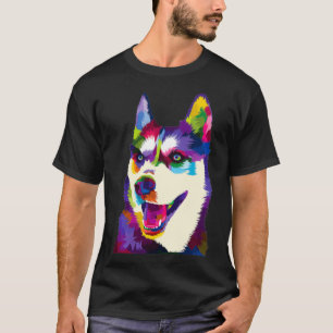 Kleurrijk Siberisch husky geometrisch helder Dog a T-shirt