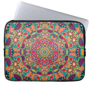 Kleurrijk Sierlijk Kaleidoscoop Mandala Patroon Laptop Sleeve
