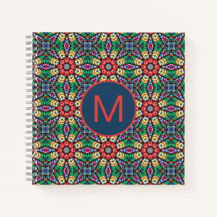 Kleurrijk Sierlijk Kaleidoscoop Patroon Monogram Notitieboek