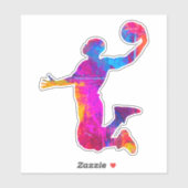 Kleurrijk silhouet van basketbalspeler sticker (Vel)