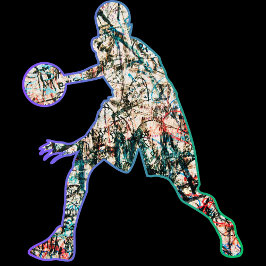 Kleurrijk silhouet van basketbalspeler sticker