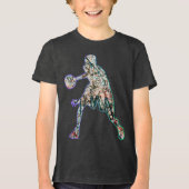 Kleurrijk silhouet van basketbalspeler Tri-Blend shirt (Voorkant)