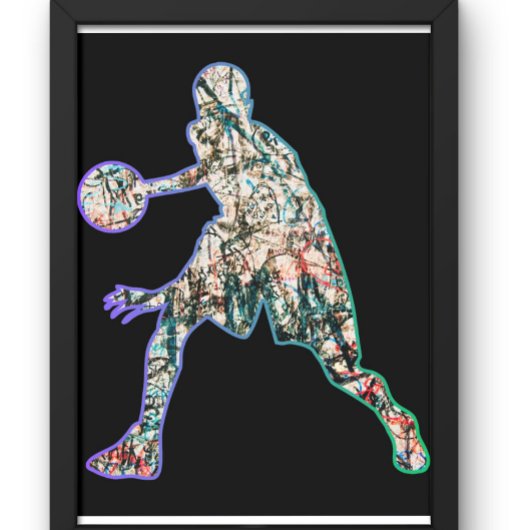 Kleurrijk silhouet van basketbalspeler Tri-Blend shirt