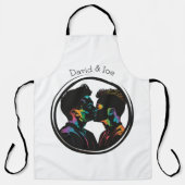 Kleurrijk Silhouet van Gay Couple Gepersonaliseerd Schort (Voorkant)