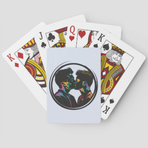 Kleurrijk Silhouet van Schattige Gay Couple Pokerkaarten