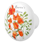 Kleurrijk Sinaasappel en rode papavers Keramische Knop (Rechts)