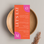 Kleurrijk Sinaasappel en roze bruiloft vet helder Menu