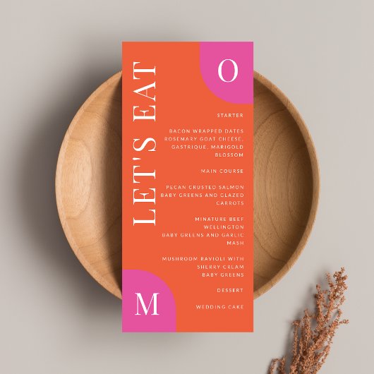 Kleurrijk Sinaasappel en roze bruiloft vet helder Menu