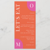 Kleurrijk Sinaasappel en roze bruiloft vet helder Menu (Voorkant)