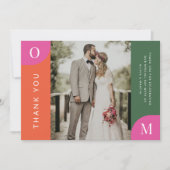 Kleurrijk Sinaasappel en Roze Vette Heldere Fotobr Bedankkaart (Voorkant)