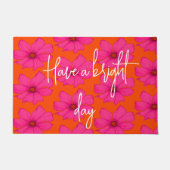 Kleurrijk Sinaasappel Roze Bloemen Modern Monogram Deurmat (Voorkant)