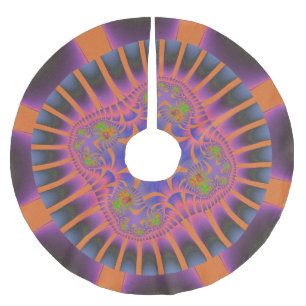 Kleurrijk Sinaasappel, roze en blauw fractal Kerstboom Rok
