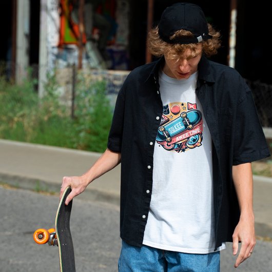Kleurrijk Skateboard Sokee Aweetime T-shirt