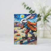 Kleurrijk Skateboarden Konijn Briefkaart (Staand voorkant)